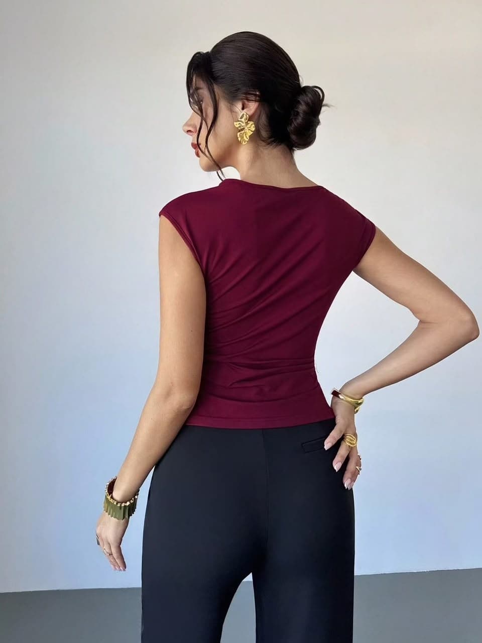 Ruched Burgundy Top