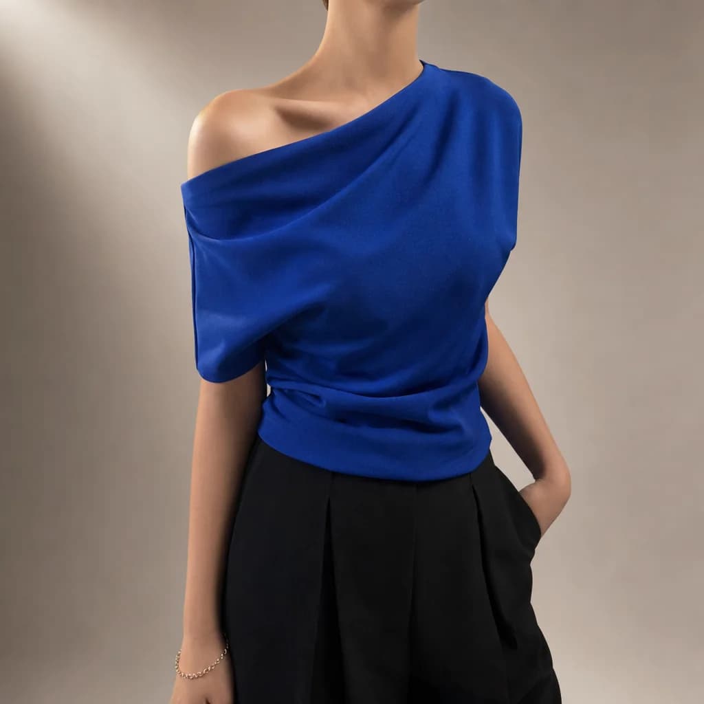 Cobalt Blue Draped Top